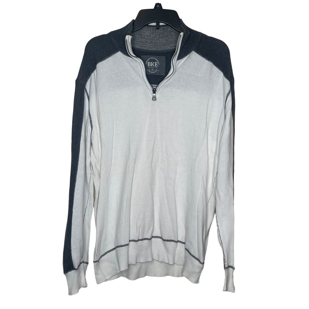 BKE Athletic Fit Men Sweatshirts  Colorblock Pullover1/4 Zip Mock-Neck Cotton XL